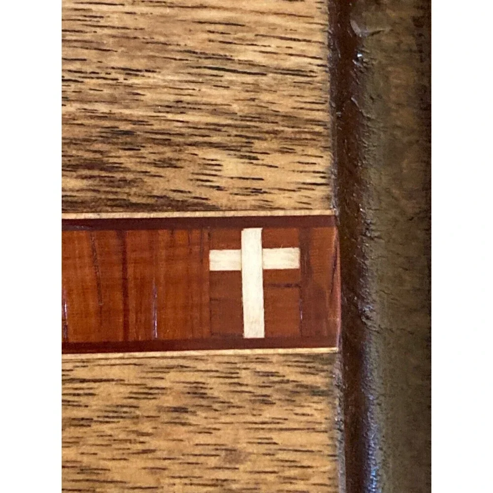 Solid Dark Wood Tissue Box with Cross Inlay